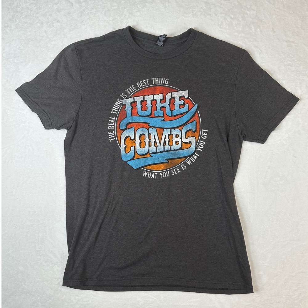 Luke Combs Concert Tee Shirt Mens Large Gray What You See Is What You Get Tee
